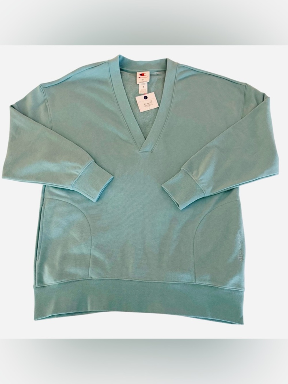 Champion Game Day V Neck Sweatshirt Bundle 3pc NWT Womens Fleece Pink Teal Cream - Picture 2 of 16